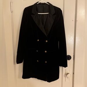Elegant Black Coat with Gold Buttons